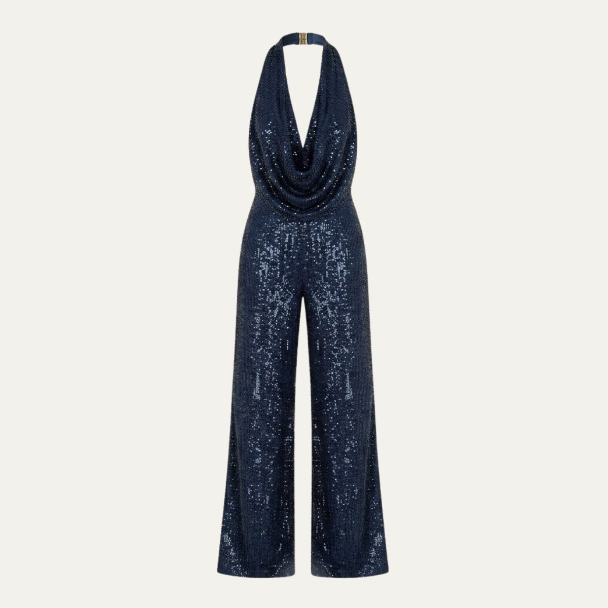 Women's Elegant Sequin Cowl Neck Wide Leg Jumpsuit