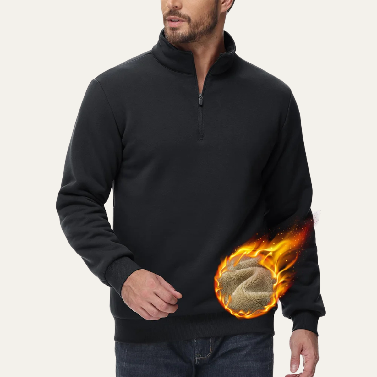 The Porta Romana Men’s Casual Thermal Warm Half Zip Turtleneck Sweater