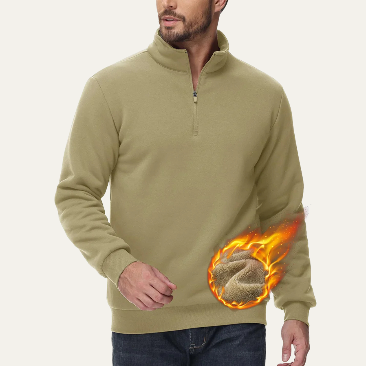 The Porta Romana Men’s Casual Thermal Warm Half Zip Turtleneck Sweater