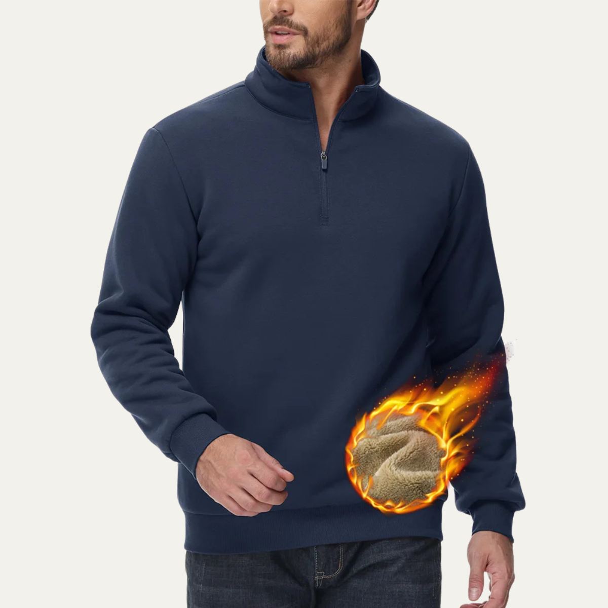 The Porta Romana Men’s Casual Thermal Warm Half Zip Turtleneck Sweater