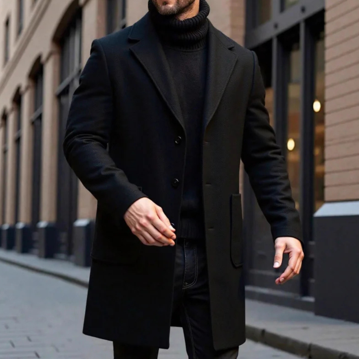The Richmond Men’s Classic Winter Slim Fit Wool Overcoat