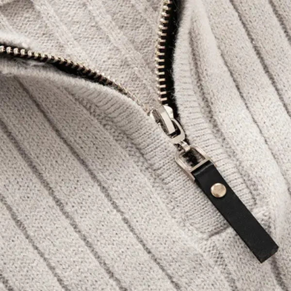The Favignana Men's Knitted Stand Collar Ribbed Half Zip Sweater