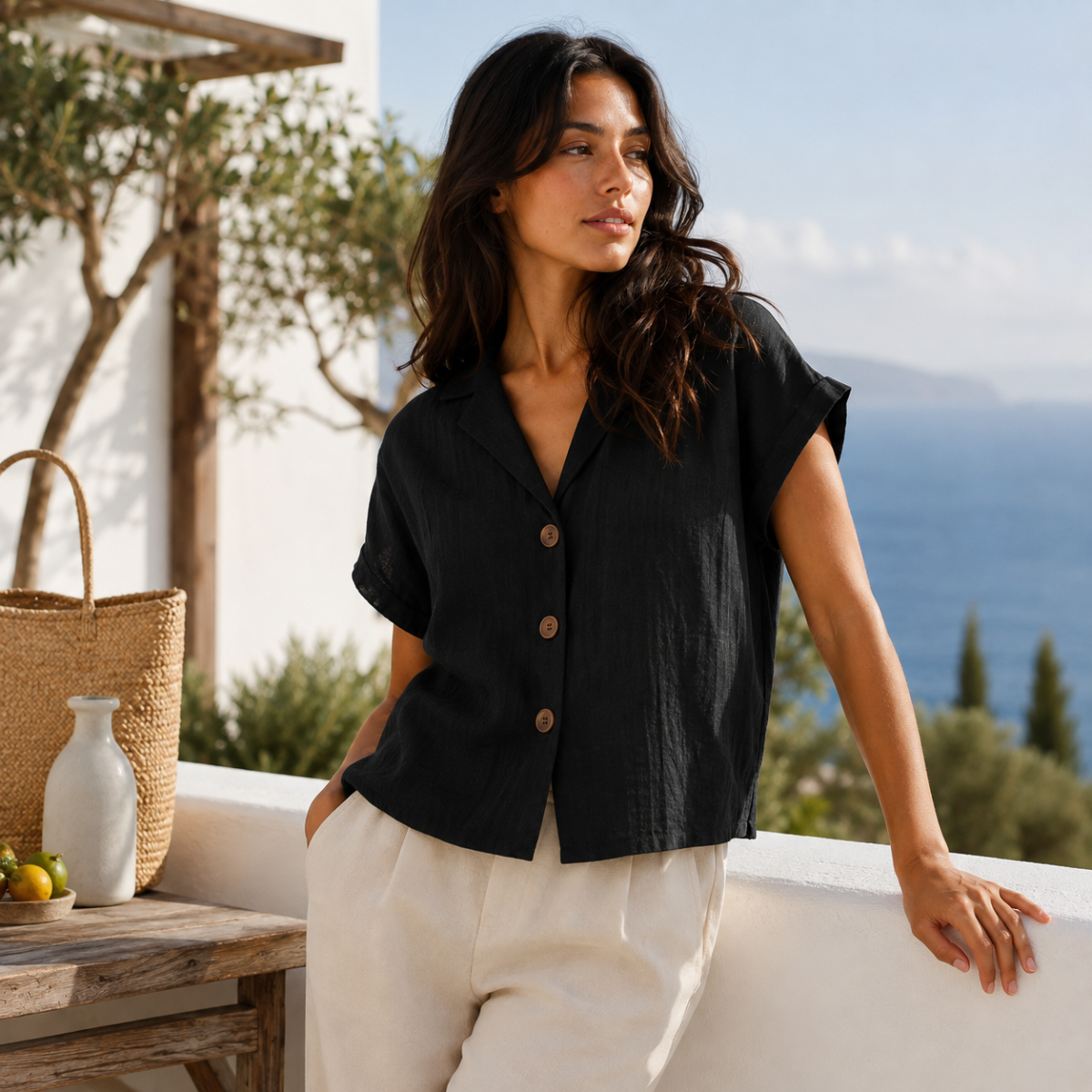 Elegant Linen Summer Top