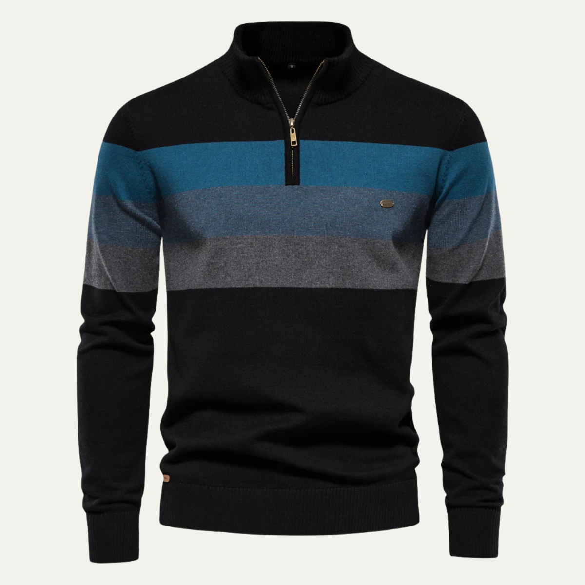 The Terracina Men’s Patchwork Zip Mock Neck Sweater