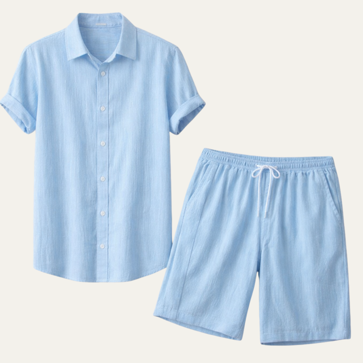 The Glenridge Park Men’s Lightweight Co Ord Set – Button Up Shirt &amp; Drawstring Shorts