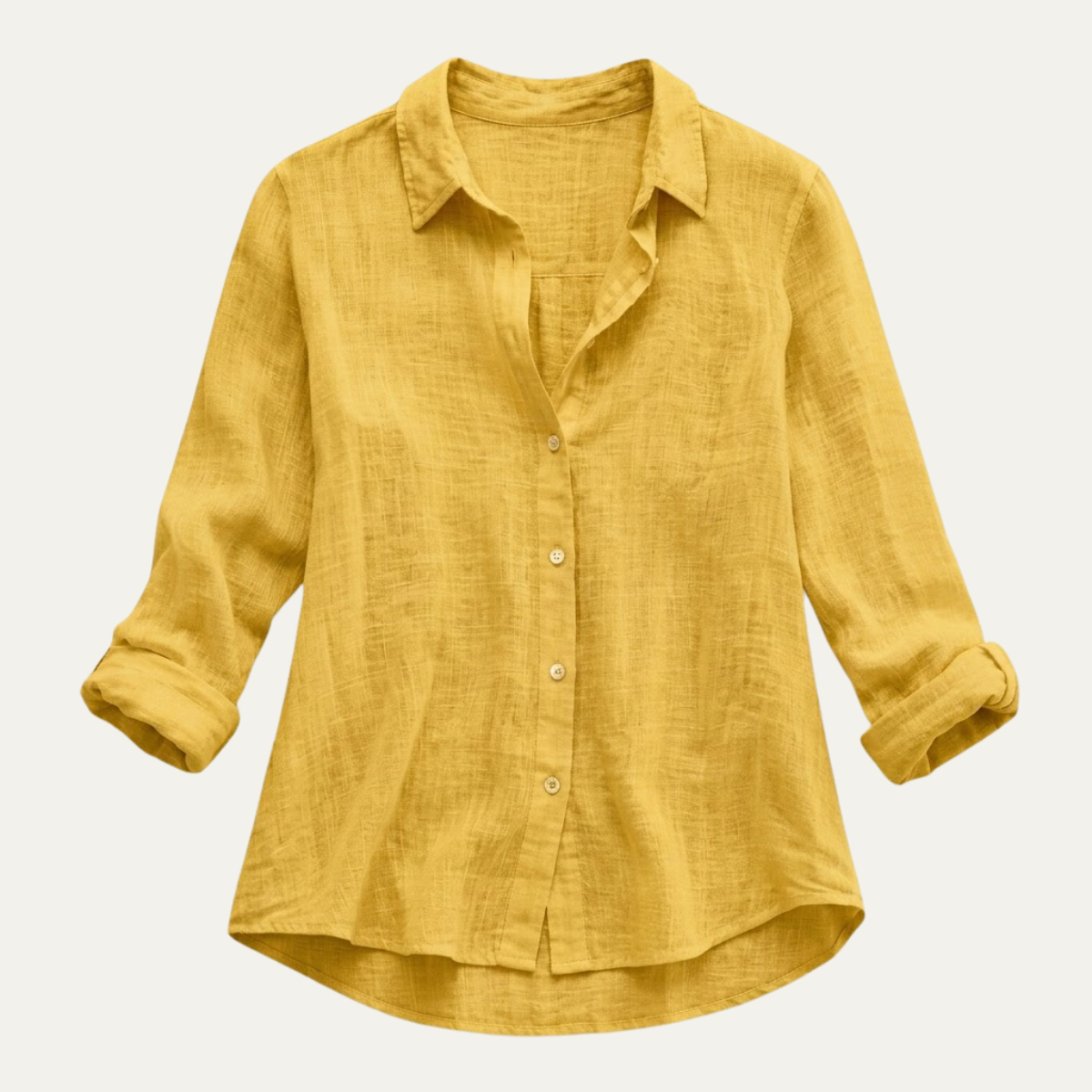 Summer Linen Blend Button Up Blouse