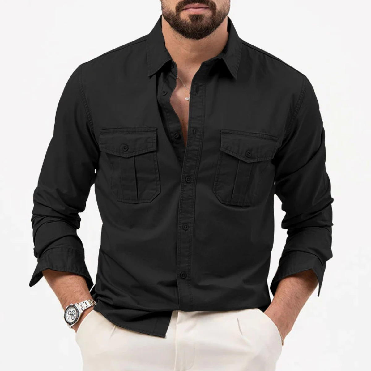 The Brookwater Men’s Retro Solid Button Up Shirt