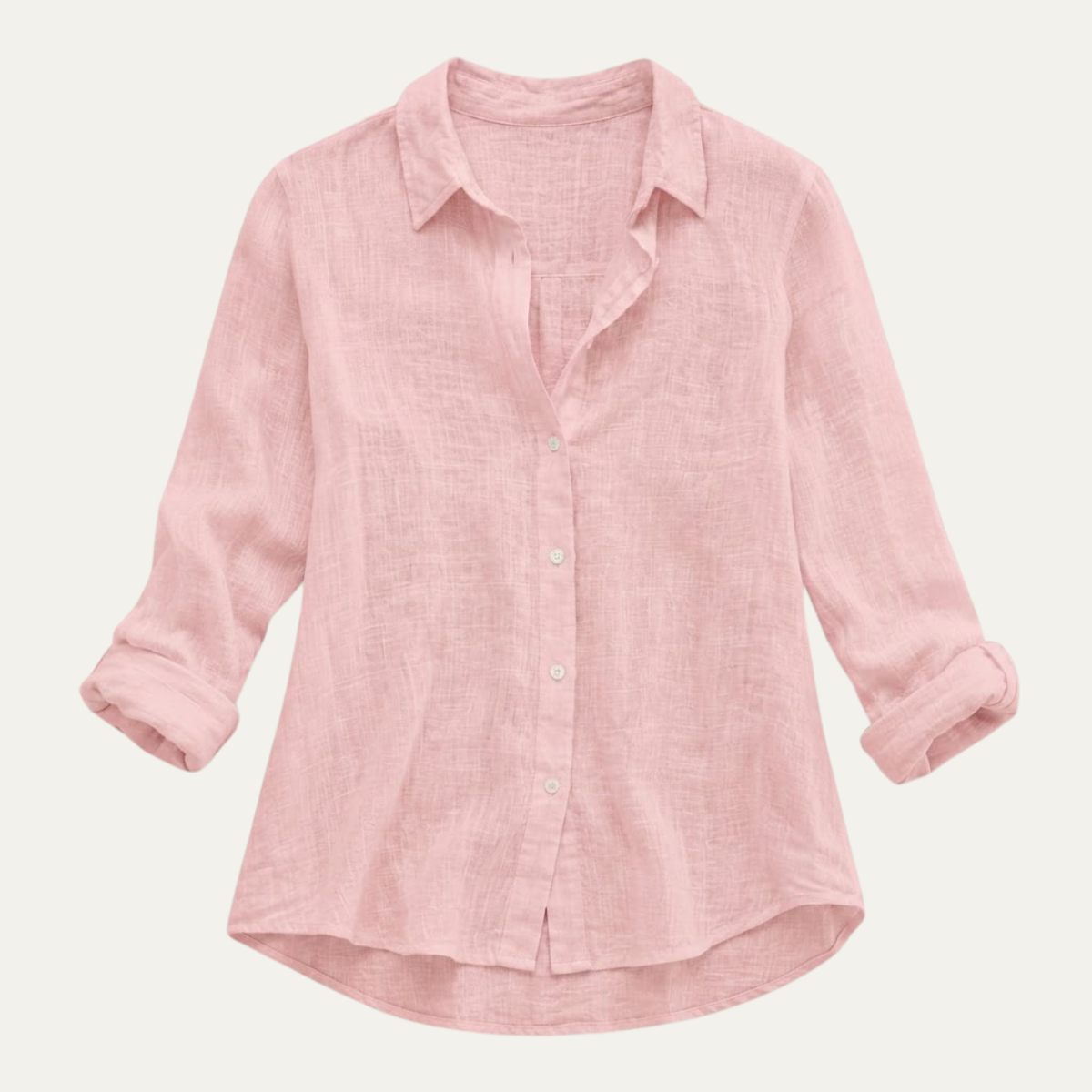 Summer Linen Blend Button Up Blouse