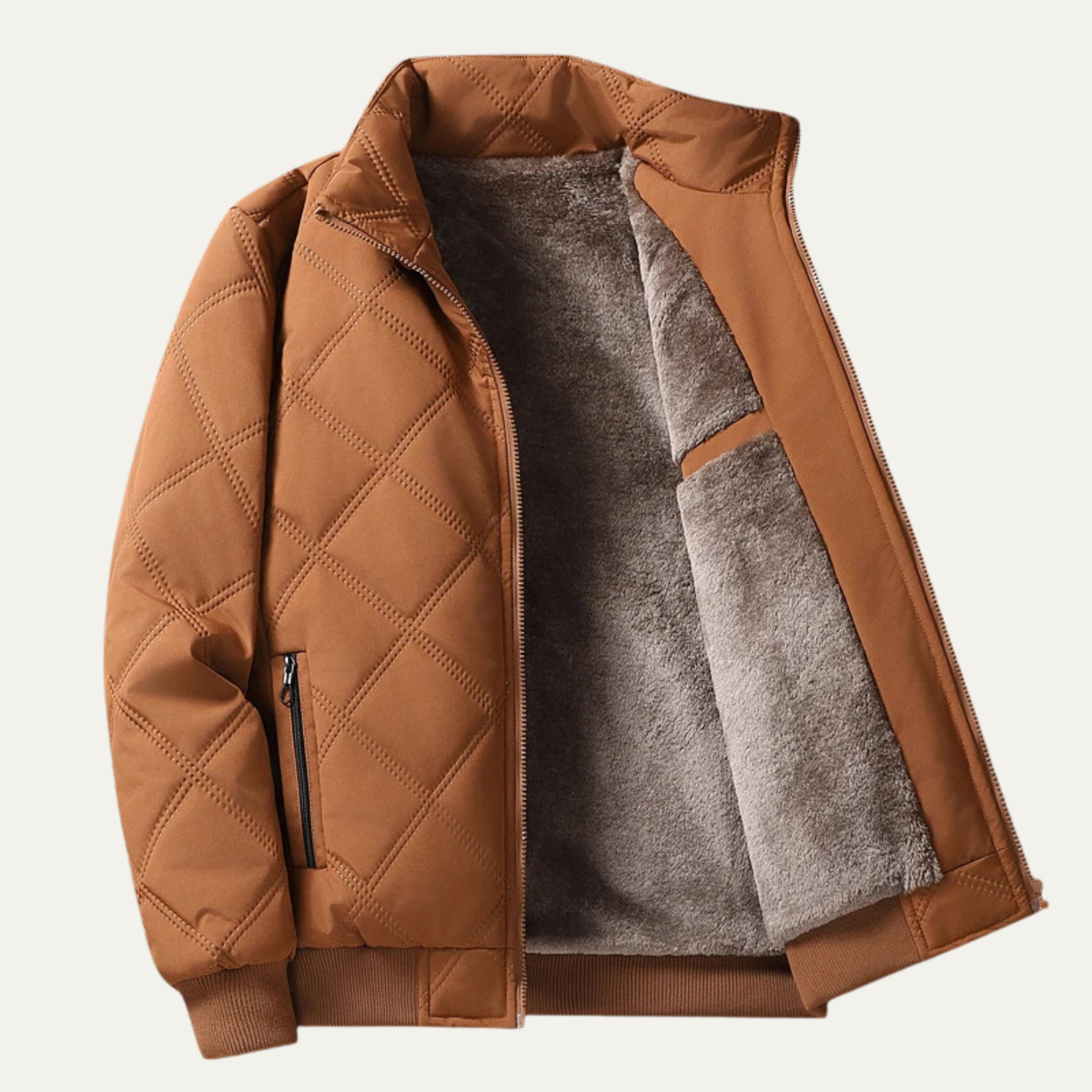 The Barbaresco Men’s Padded Zip Up Winter Quilted Fleece Jacket