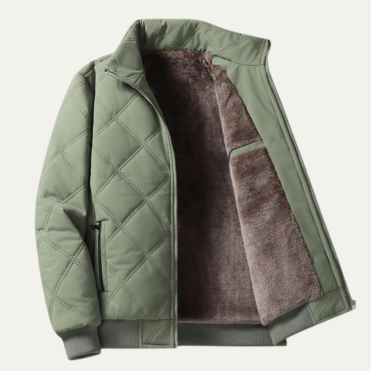 The Barbaresco Men’s Padded Zip Up Winter Quilted Fleece Jacket