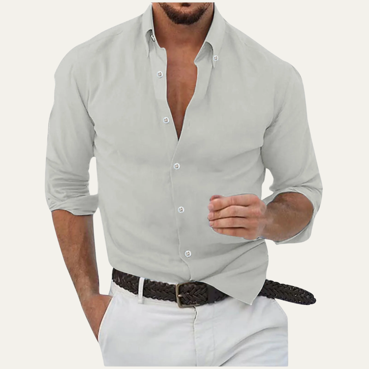 The Cala Luna Men’s Cotton Linen Button Up Beach Shirt
