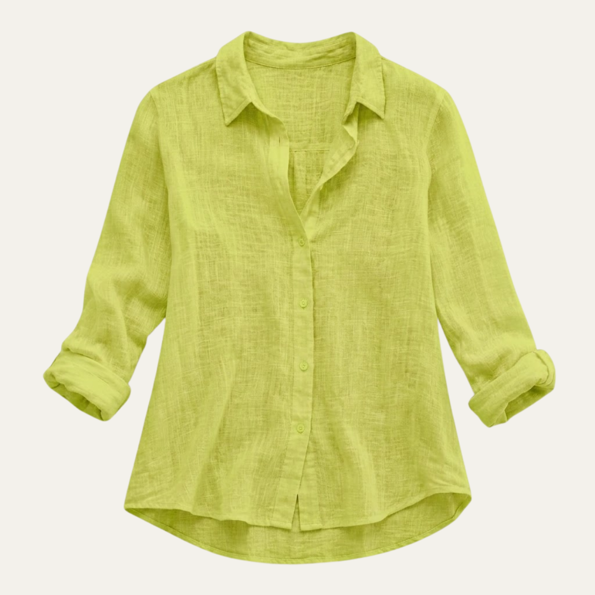 Summer Linen Blend Button Up Blouse
