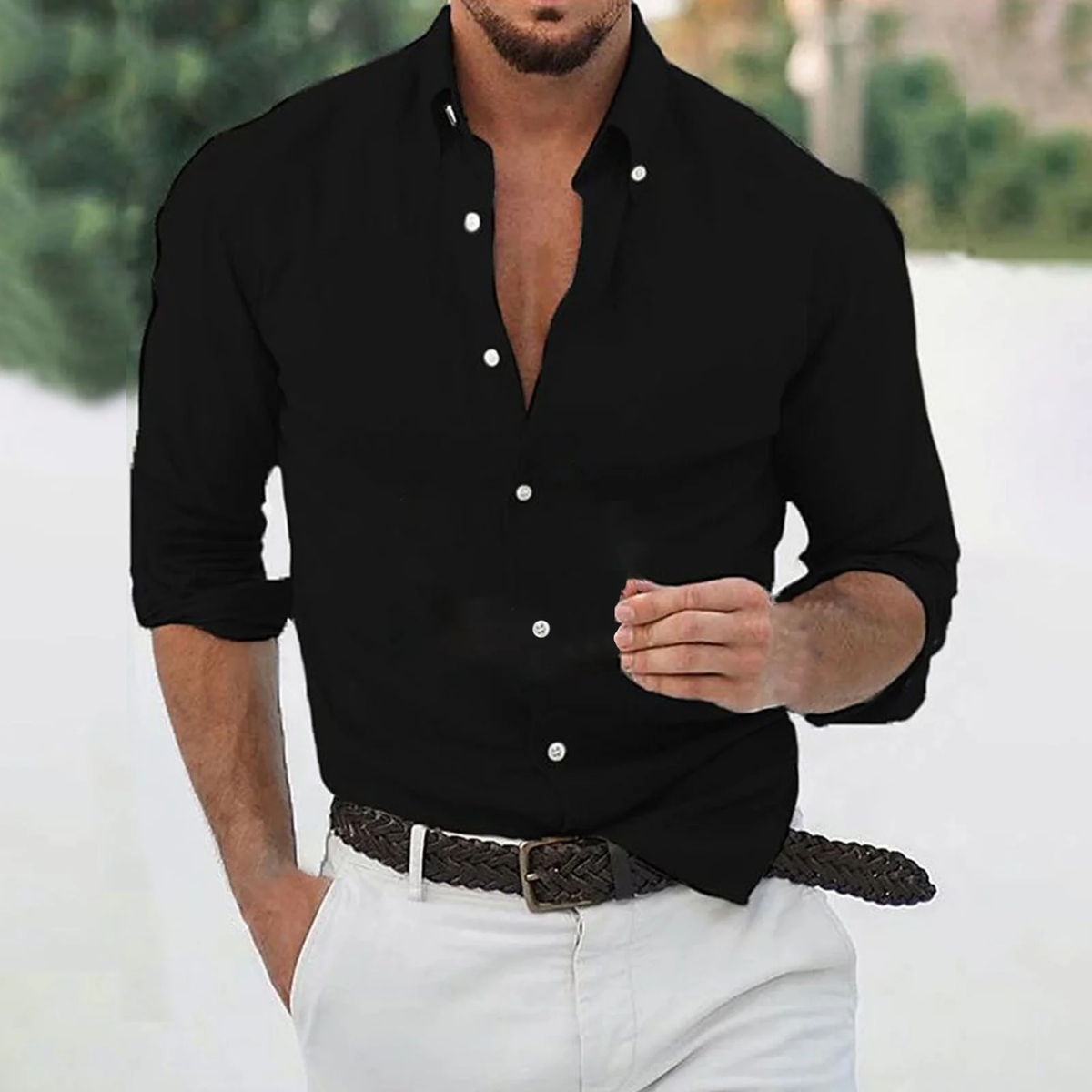The Naples Men’s Casual Lightweight Cotton Hemp Shirt