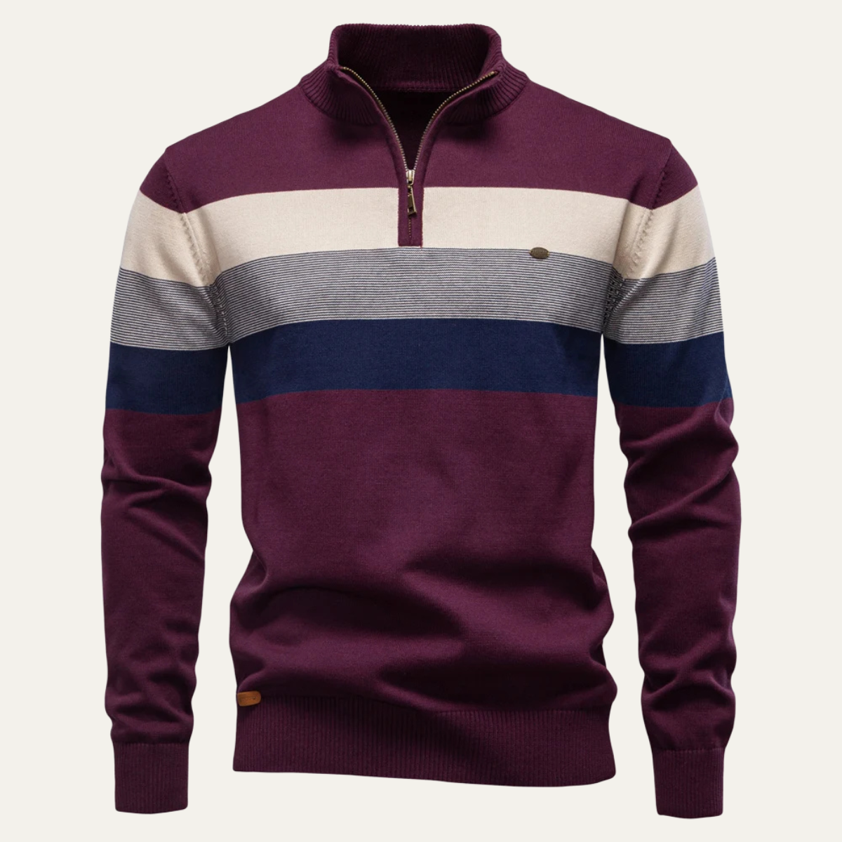 The Terracina Men’s Patchwork Zip Mock Neck Sweater