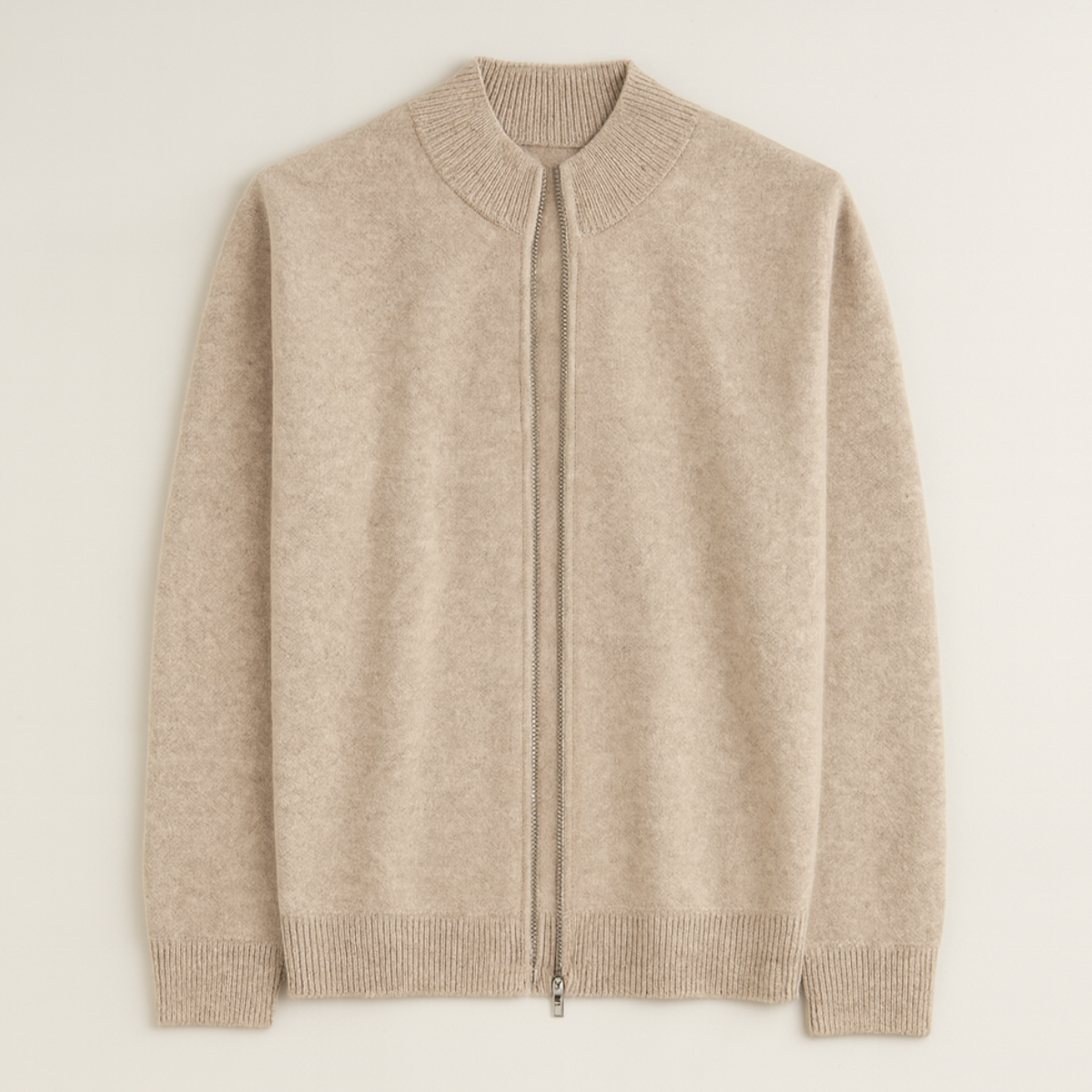 The Maplecrest Men's Merino  Mock Neck Zip Up Cardigan