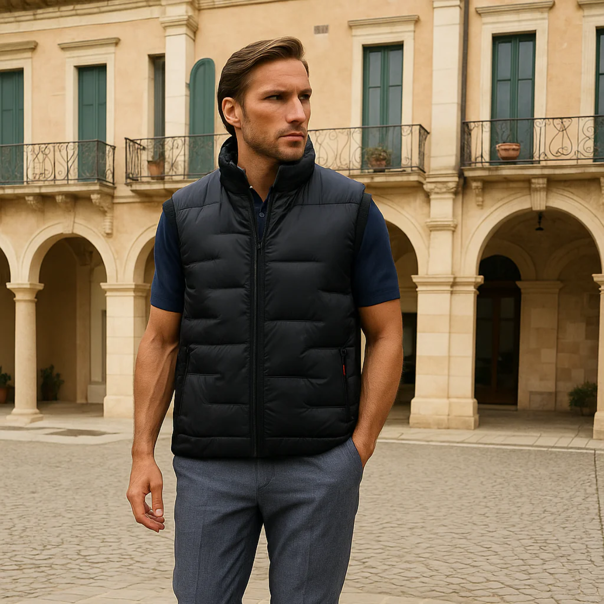 The Belgravia Men’s Luxury Black Puffer Quilted Vest - 2025