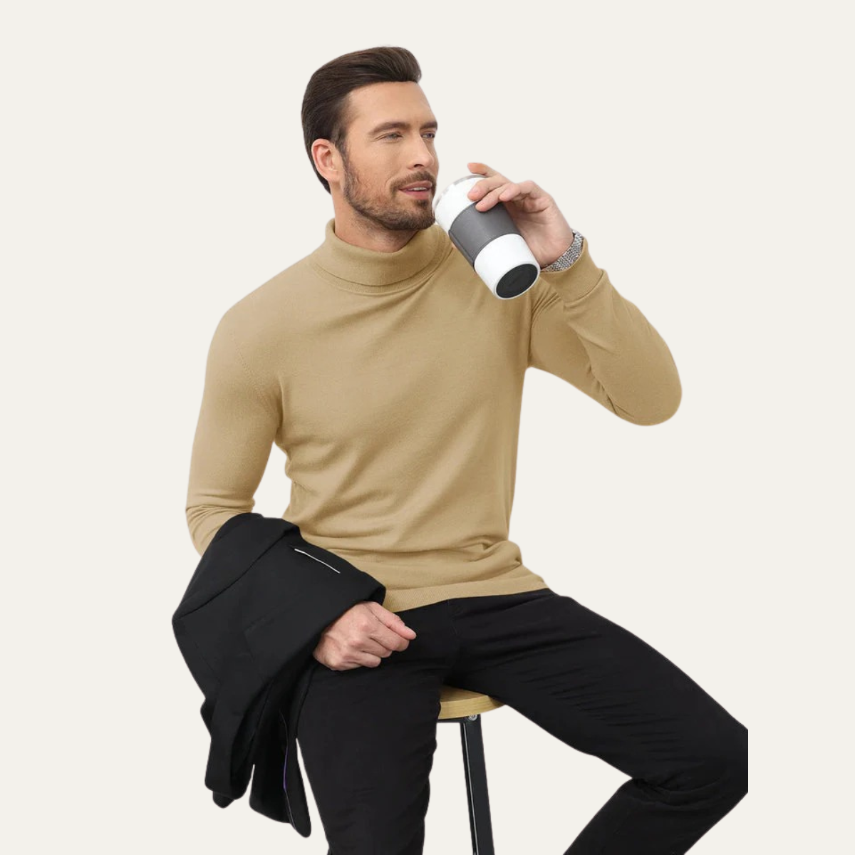 The Brighton Men's Slim Fit Cotton Classic Turtleneck Sweater