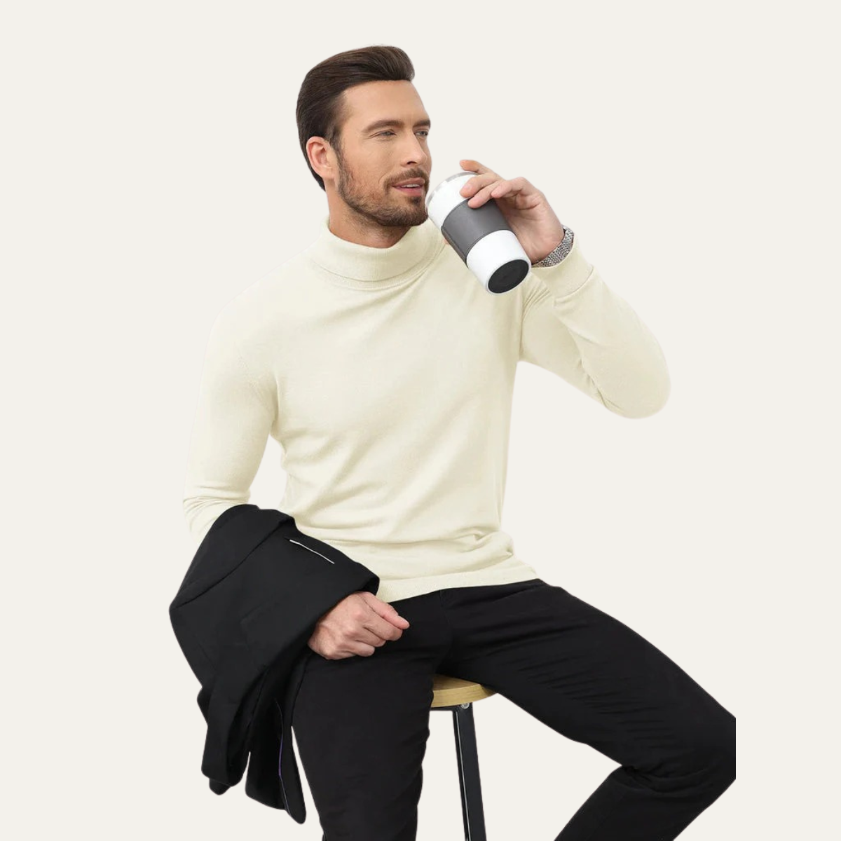 The Brighton Men's Slim Fit Cotton Classic Turtleneck Sweater