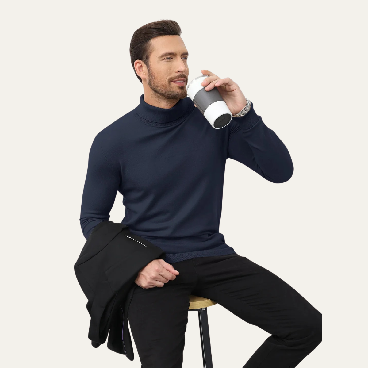 The Brighton Men's Slim Fit Cotton Classic Turtleneck Sweater