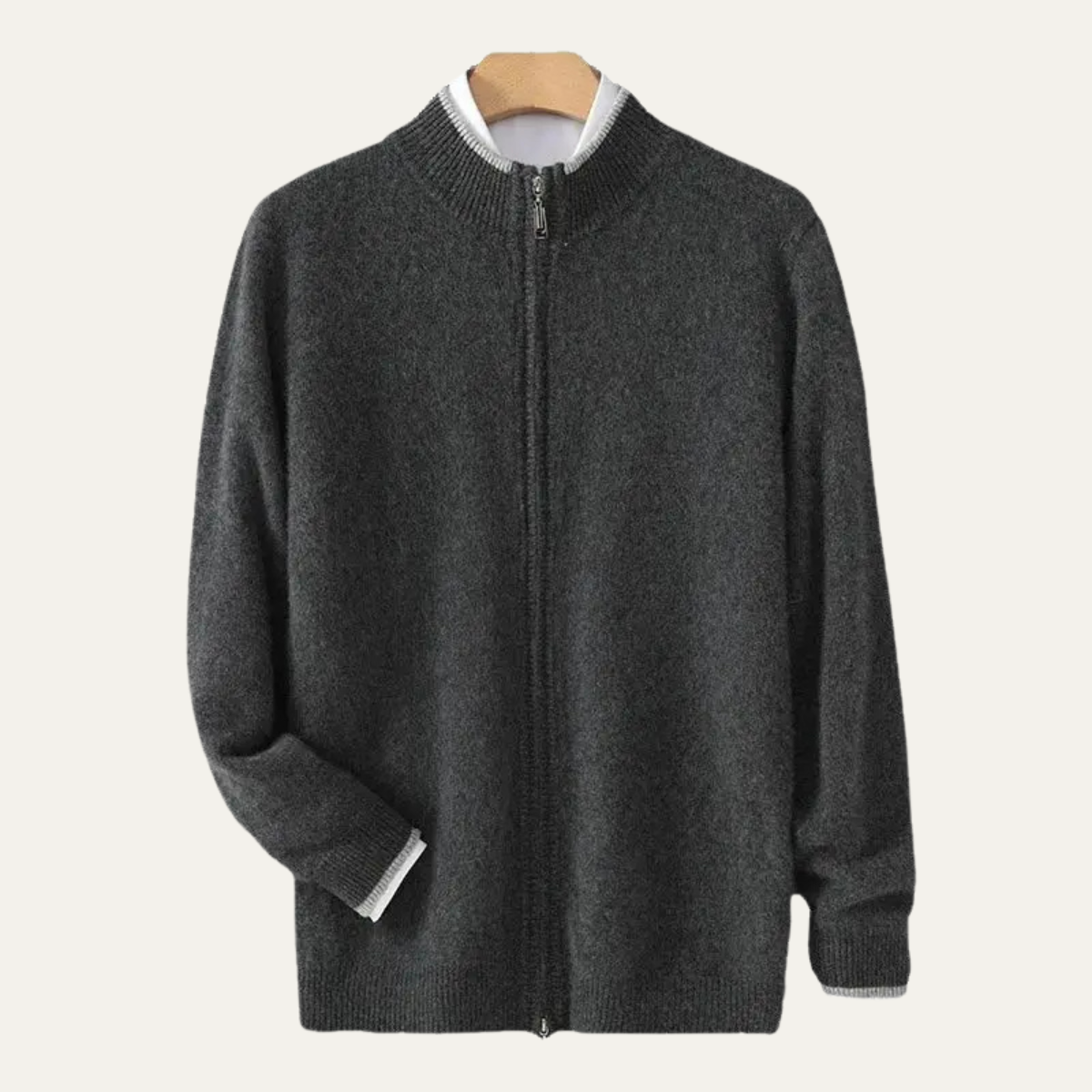 The Antibes Men’s Soft Warm Winter Knit Zip Up Wool Cardigan