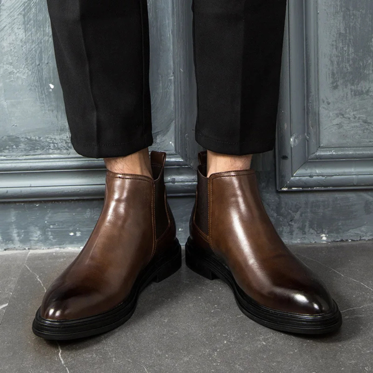The Orosei Men’s Slip On Winter Busines Leather Chelsea Boots