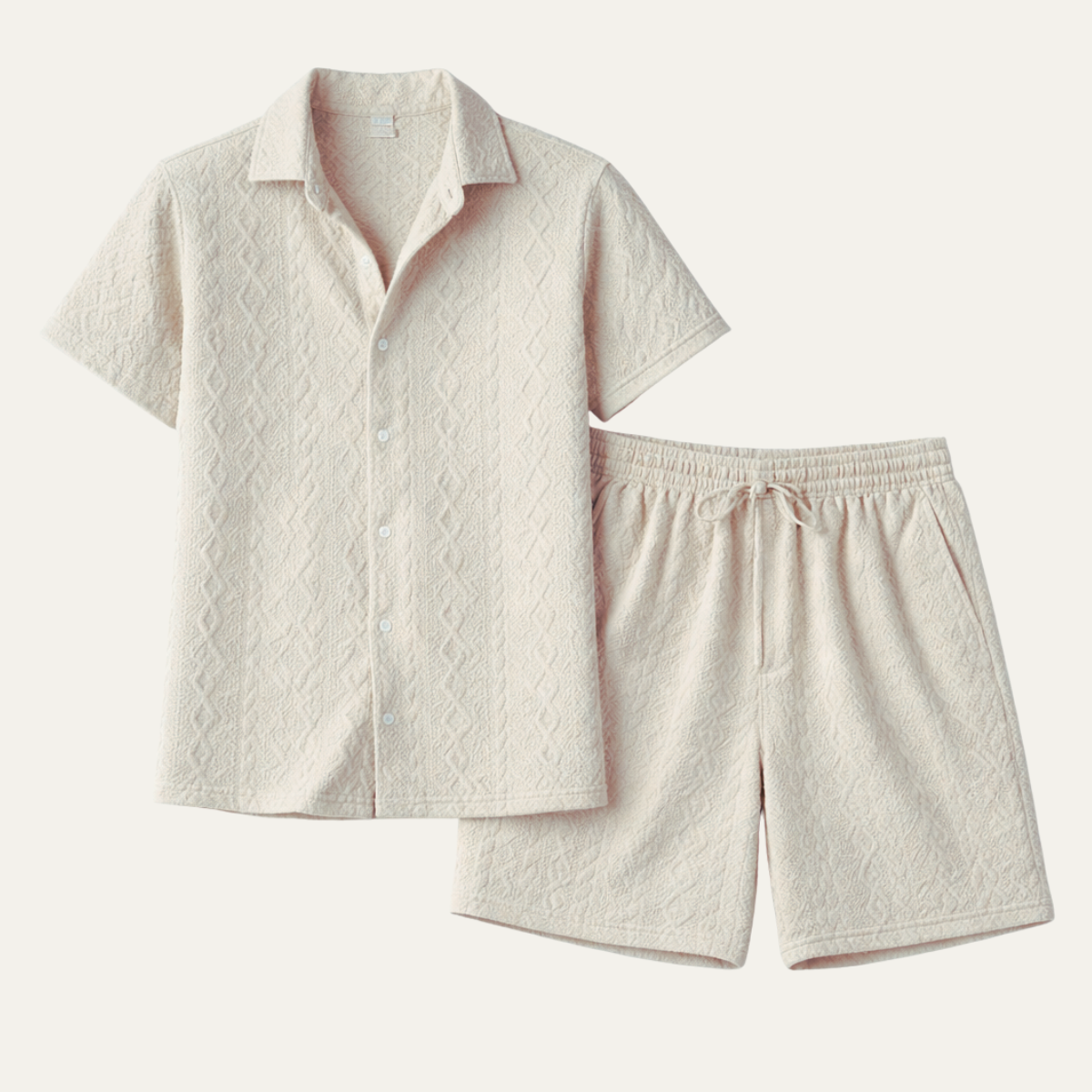 The Meadowridge Men’s Textured Summer Co Ord Set Shirt &amp; Shorts