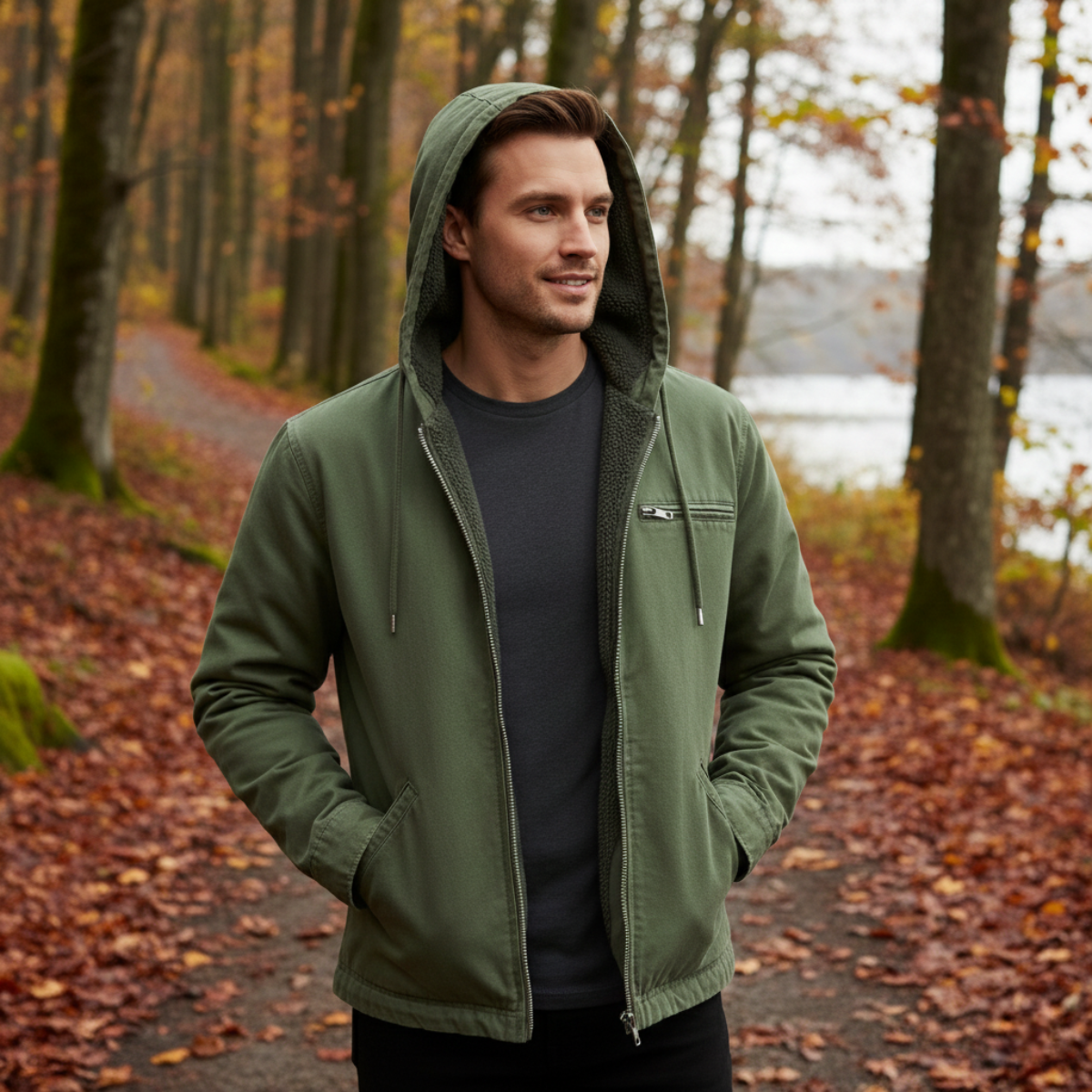 The Briarbrook Men’s Warm Fleece Lined Retro Hooded Jacket