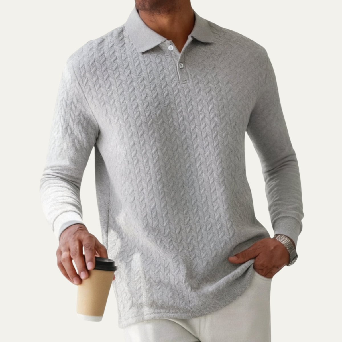 The Argyll Men's Casual Knit Business Polo Sweater