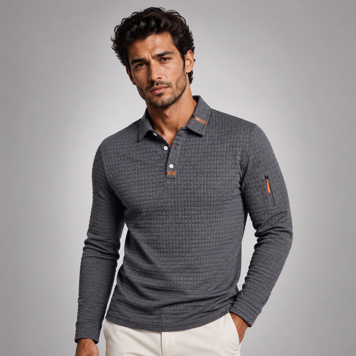 The Avellino Men’s Quick Dry Long Sleeve Trendy Polo Shirt