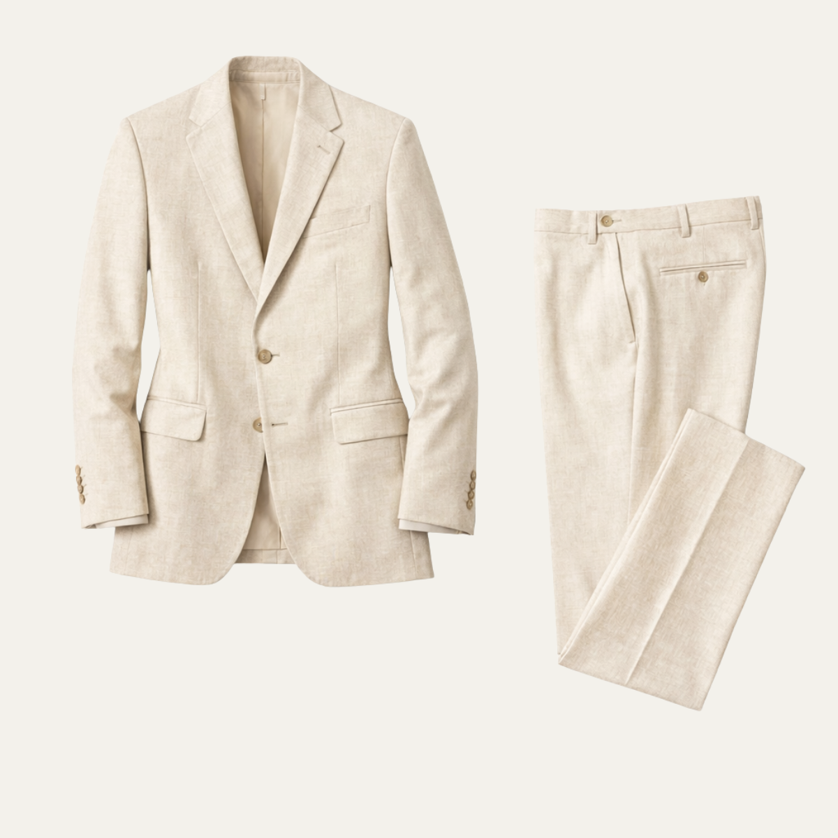 The Rossano Men’s Beige Linen Suit – Slim Fit Jacket &amp; Pants Set