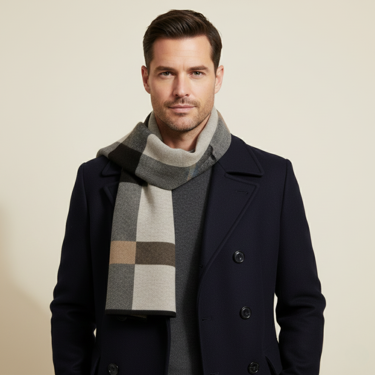 The Highgate Men's Classic Knit Plaid Scarf