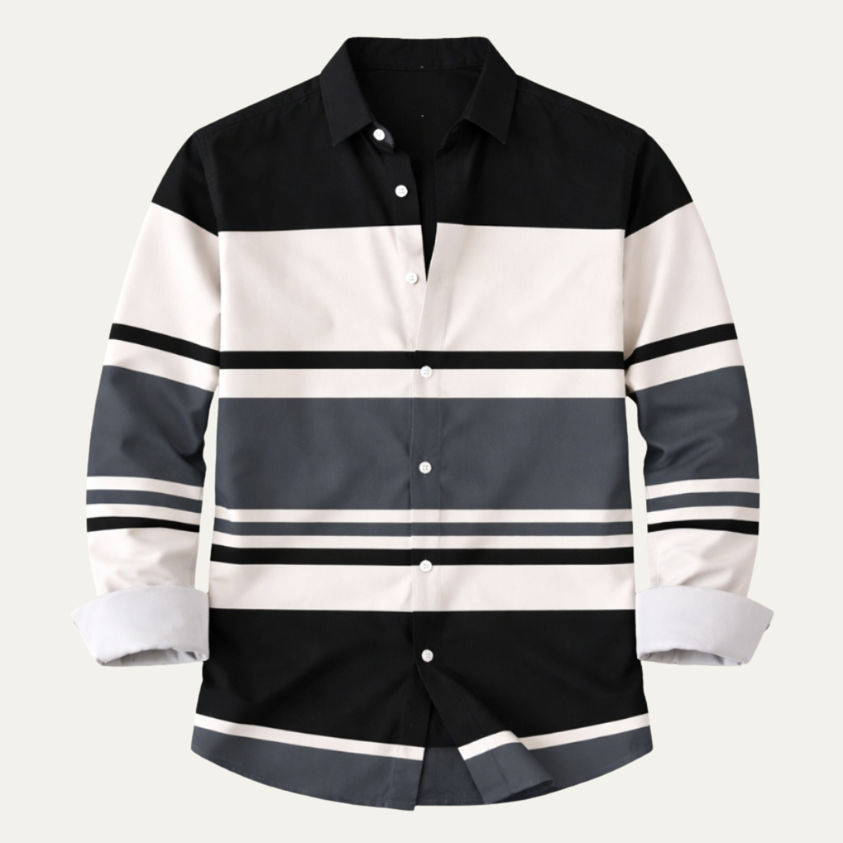 The Glenpark Men’s Modern Color Block Striped Trendy Shirt