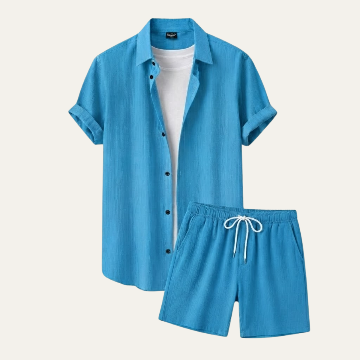 The Hillcrest Park Men’s Casual Co Ord Set – Button Up Shirt & Drawstring Shorts