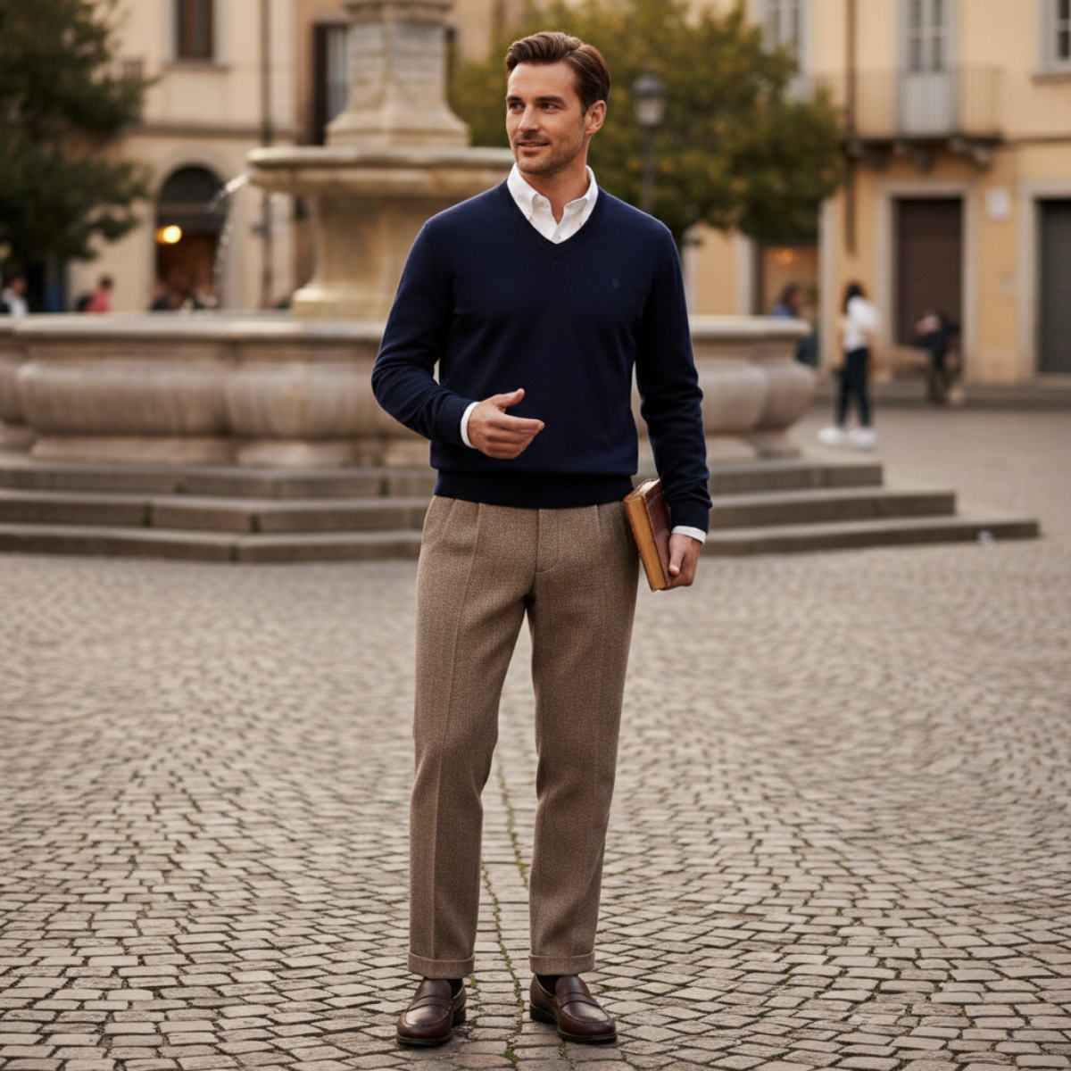 The Hawkington Men’s Vintage Wool Herringbone Straight Leg Pants