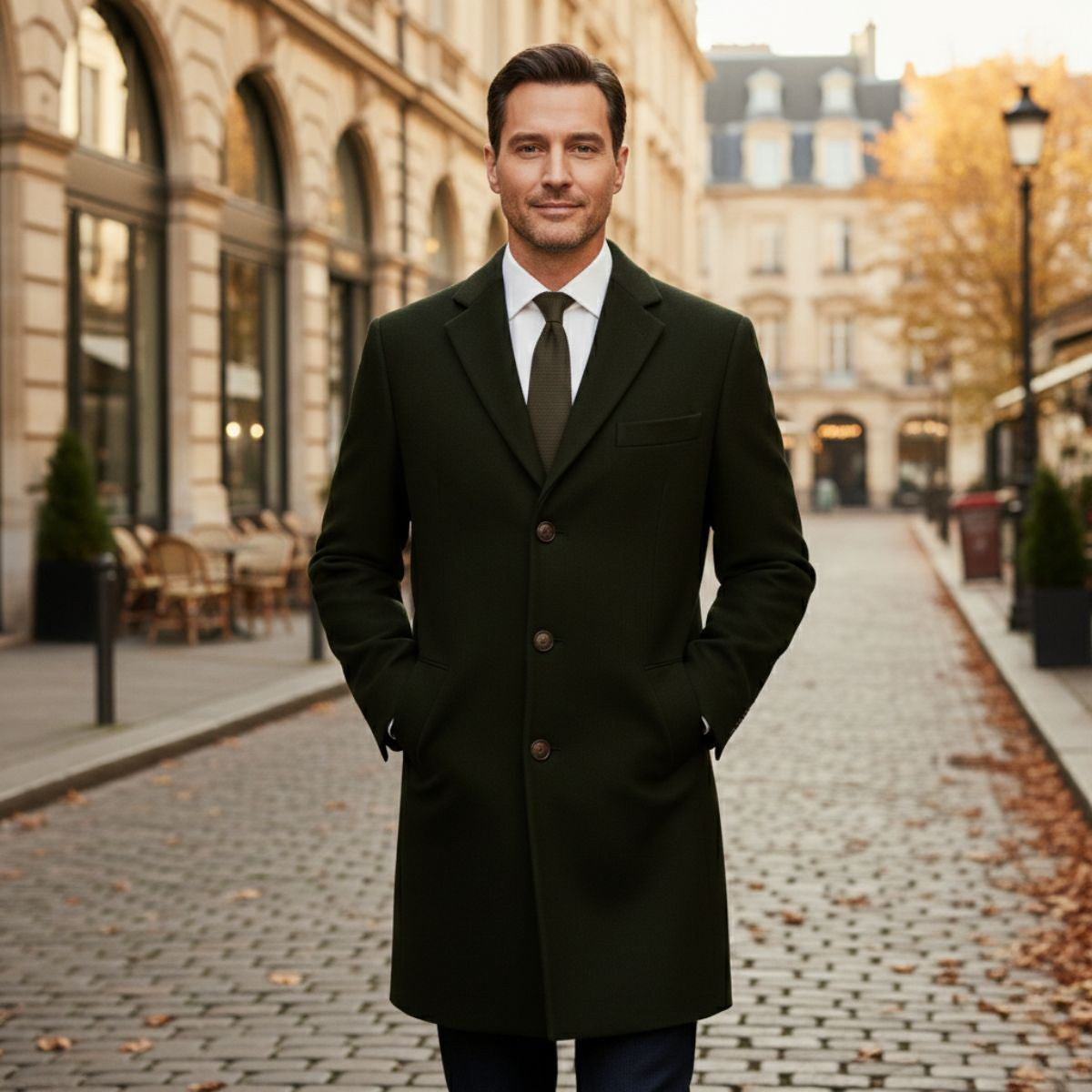 The Brianza Men’s Smart Single Breasted Wool Blend Overcoat