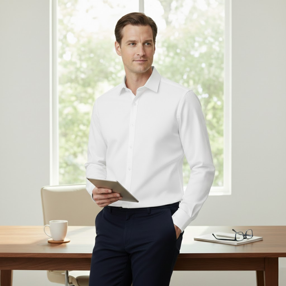 The Durham Men’s Casual Slim Fit Stretch Dress Shirt