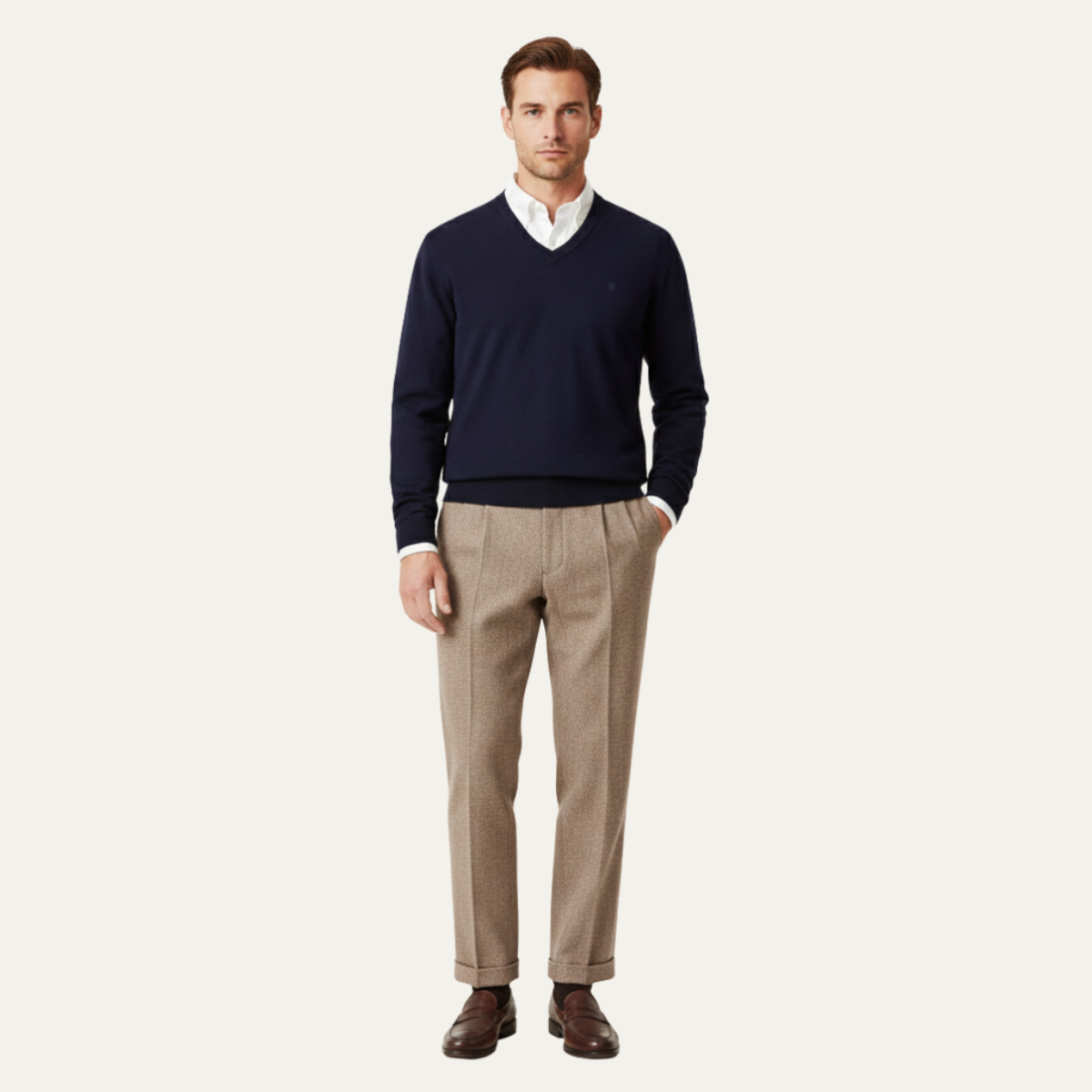 The Hawkington Men’s Vintage Wool Herringbone Straight Leg Pants