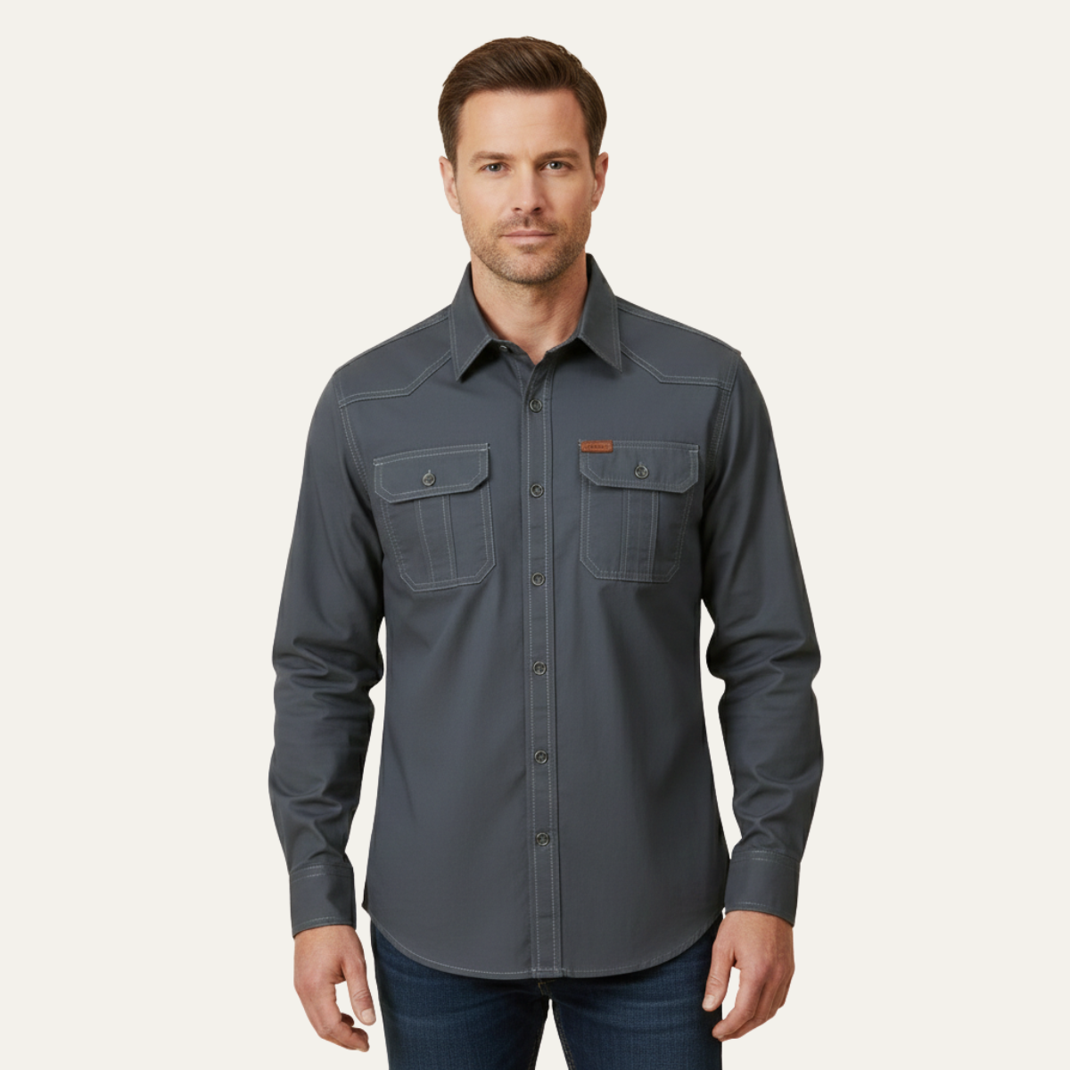 The Cedarfield Men’s Solid Color Multi Pocket Soft Cargo Shirt