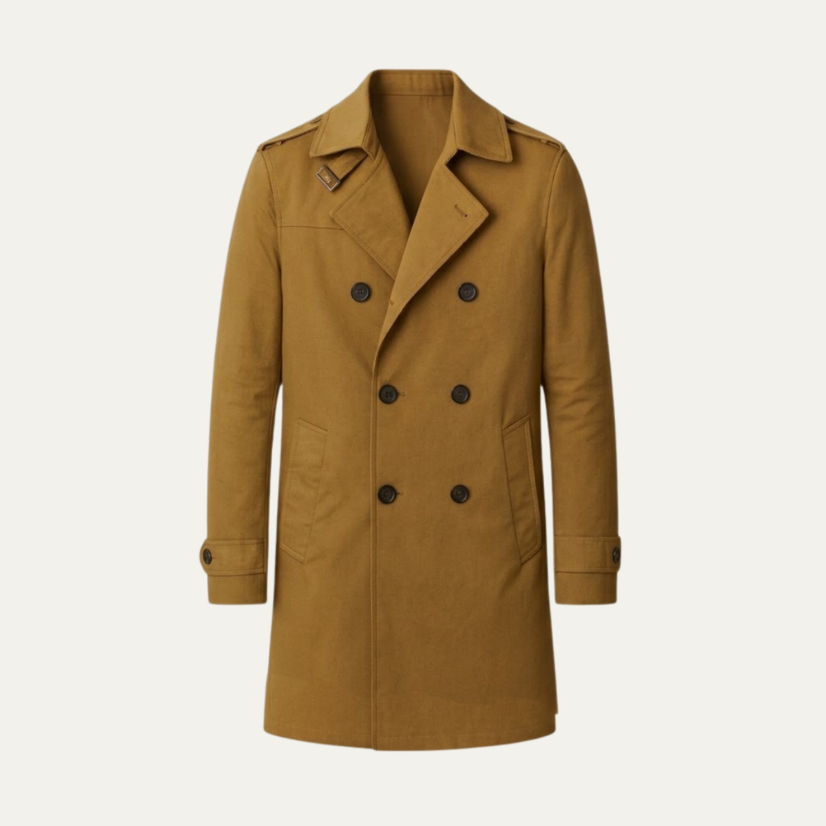 Men's Trench Coat Beige Single Breasted Notched Collar
