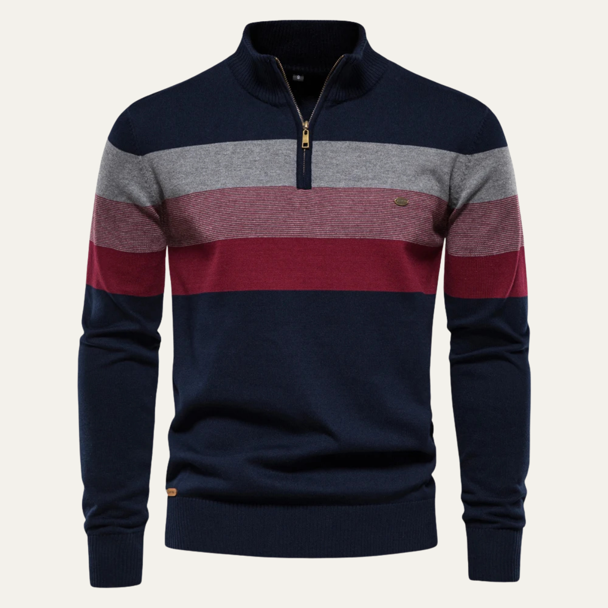 The Terracina Men’s Patchwork Zip Mock Neck Sweater