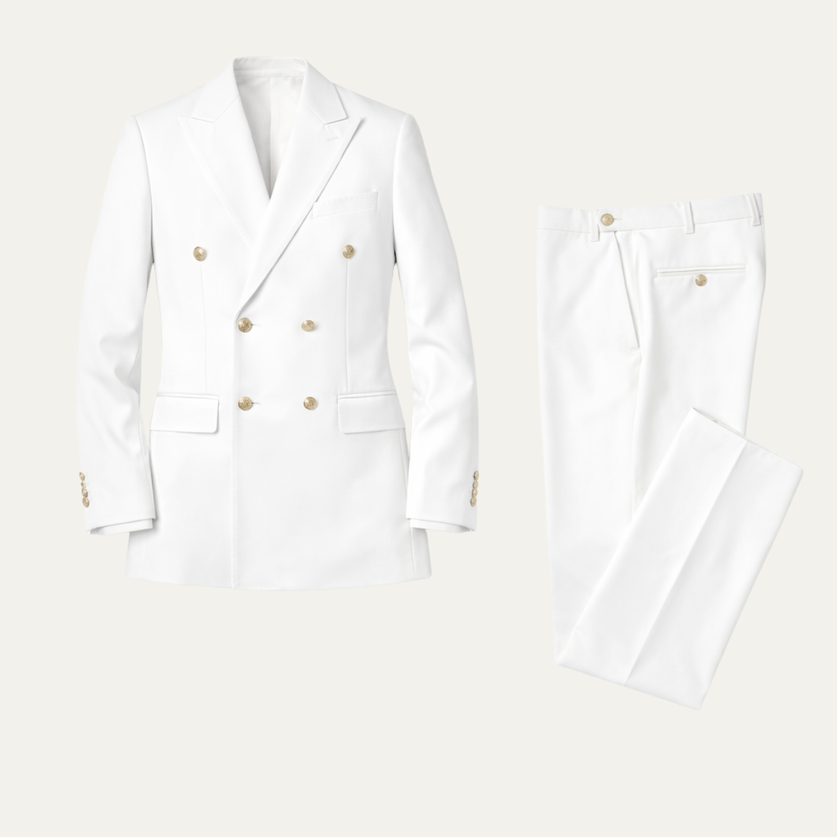 The Crotone Men’s White Double Breasted Suit – Elegant Formal Jacket & Pants