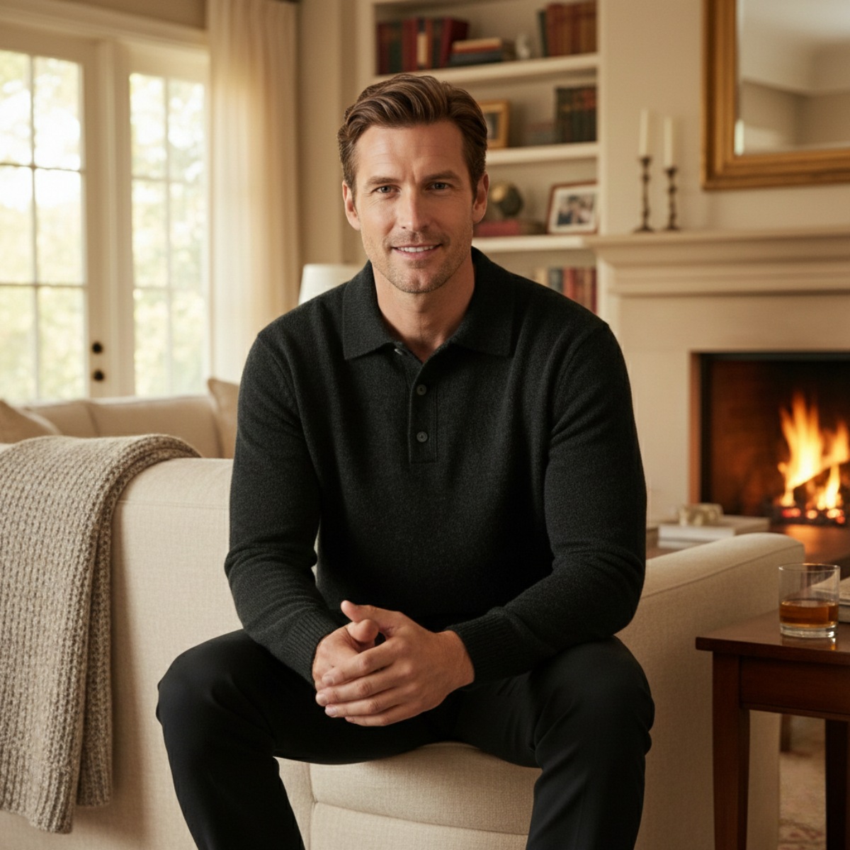 The Cedarfield Men's Trendy Soft Knit Polo Sweater