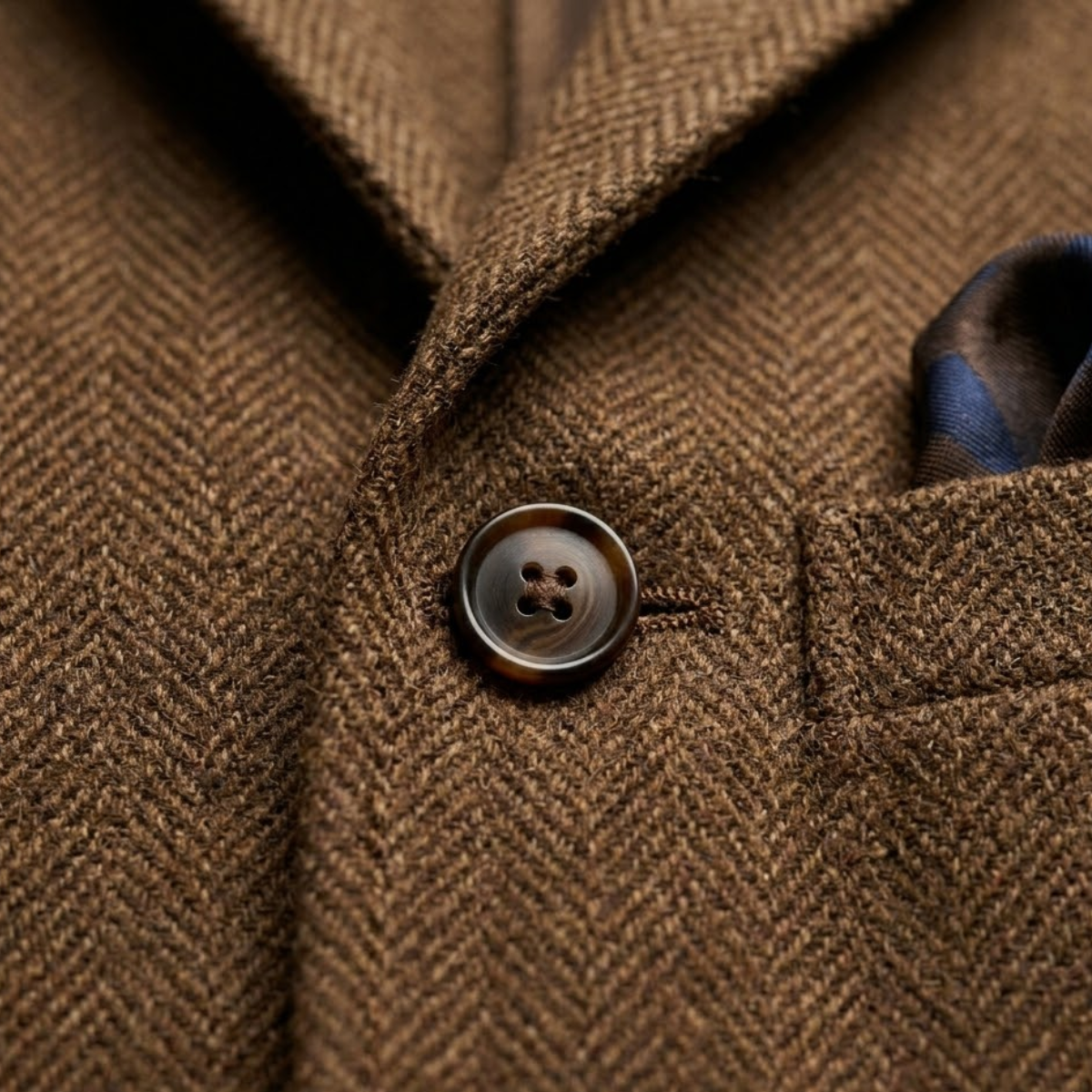 Men's Herringbone Wool Blazer Olive Green