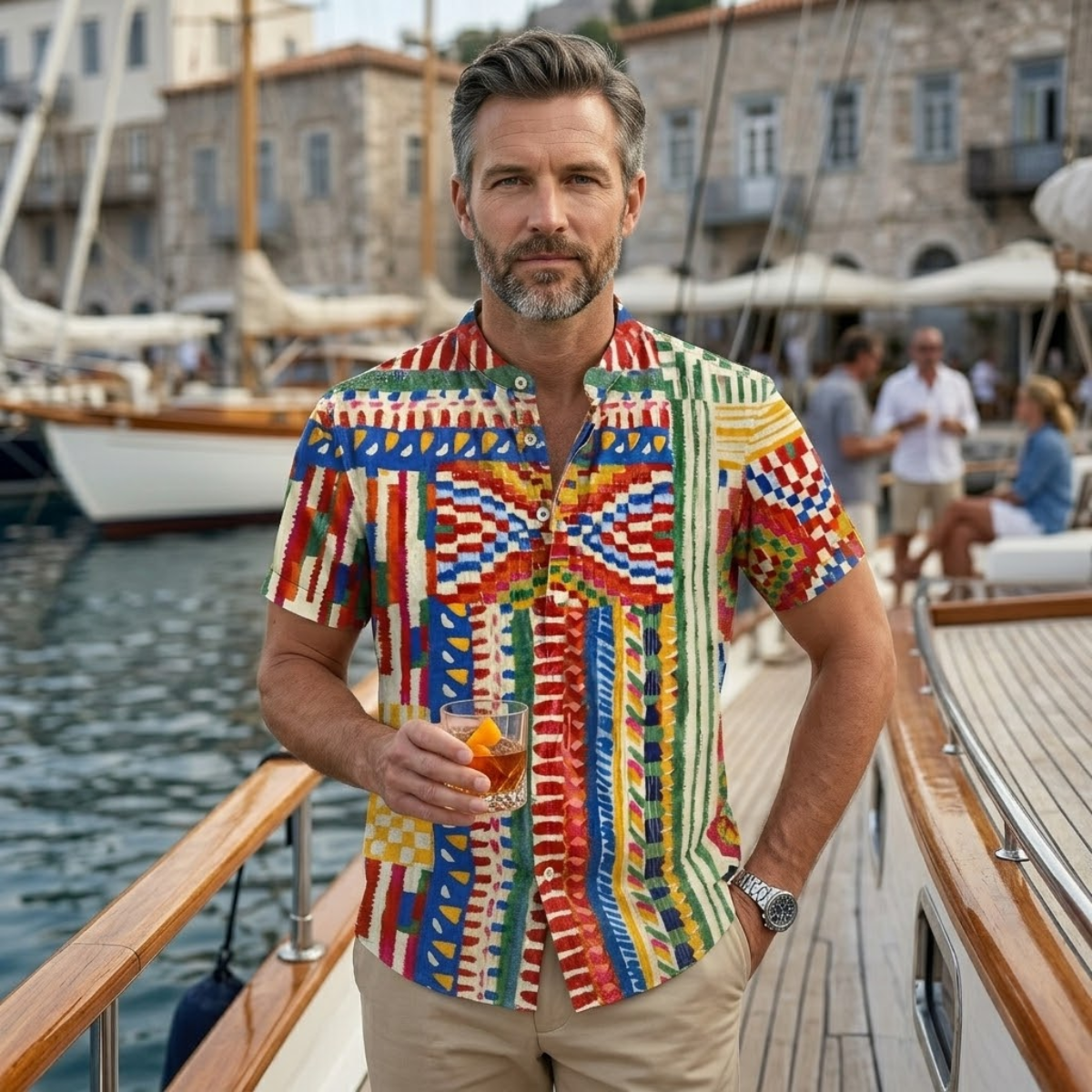 The Crestmoor Men’s HawaiianTropical Button Up Soft Shirt