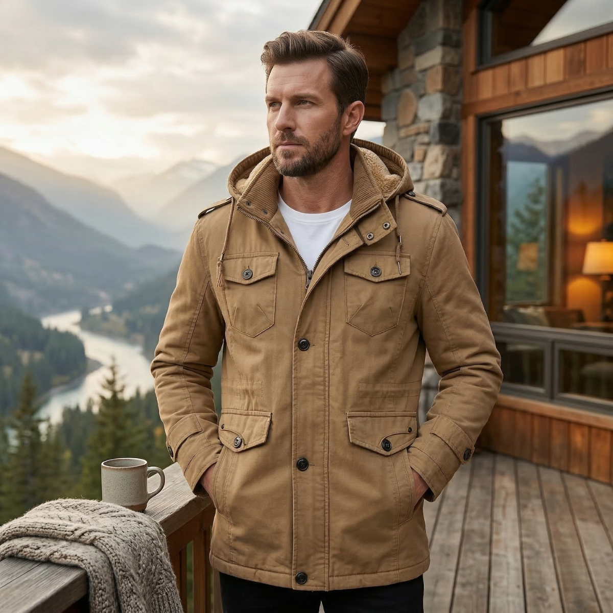 The Oakfield Men’s Warm Fleece Lined Hooded Winter Parka Jacket