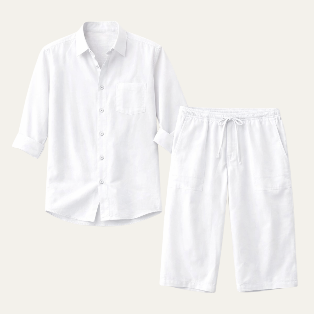 The Meadowcrest Men’s Casual Lightweight Summer Set – Shirt &amp; Pants Set