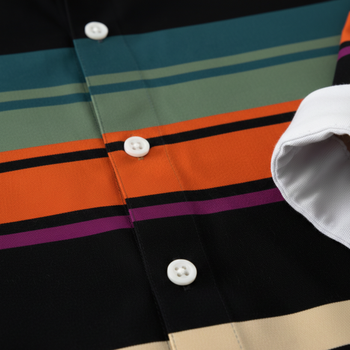 The Glenpark Men’s Modern Color Block Striped Trendy Shirt