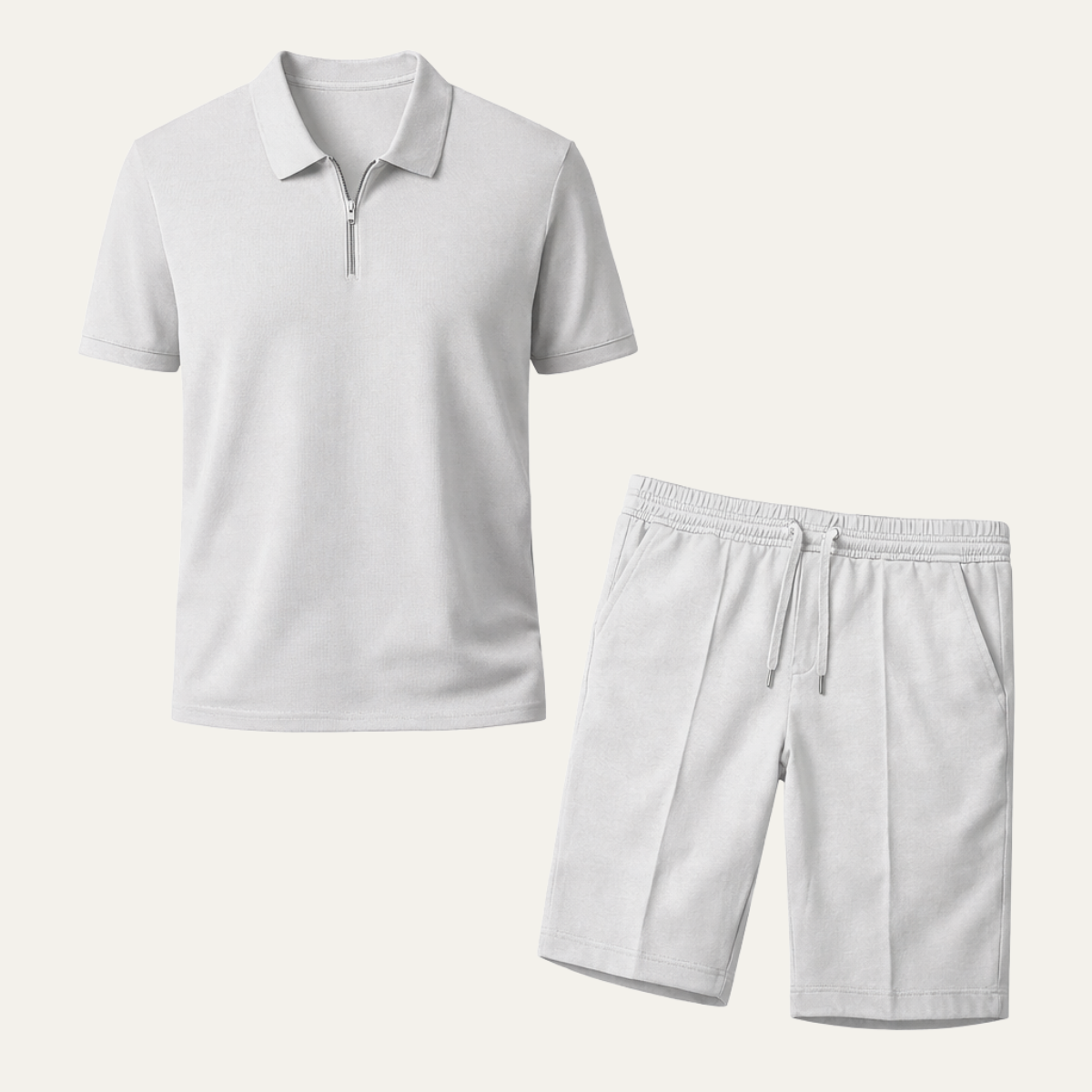 The Kingsport Men’s Summer Polo Shirt &amp; Shorts Set – Gray