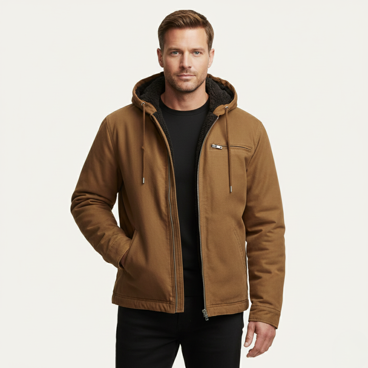 The Briarbrook Men’s Warm Fleece Lined Retro Hooded Jacket