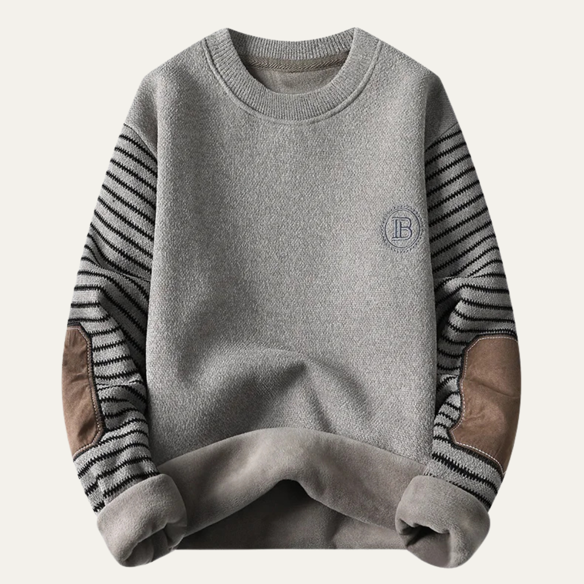 The Whitlock  Men’s Winter Fleece Sweater with Striped Sleeves